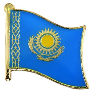 ピンバッジ・NEW!カザフスタン国旗デラックス薄型キャッチ付き太陽と鳥 KAZAKHSTAN REPUBLIC-OF-KAZAKHSTAN FLAG