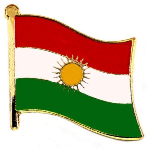 ピンバッジ・NEW!クルディスタン国旗デラックス薄型キャッチ付き太陽 KURDISTAN FLAG