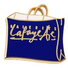 ピンバッジ・ギャラリーラファイエット青のバッグ紙袋 GALERIES-LAFAYETTE PARIS