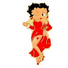 ピンバッジ・赤いドレスのベティちゃん漫画ベティブープ女の子 BETTY-BOOP PINUP