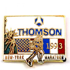 ピンバッジ・ニューヨークマラソン国旗フランス星条旗アメリカ自由の女神 NEW-YORK MARATHON USA STATUE-OF-LIBERTY FRANCE FLAG