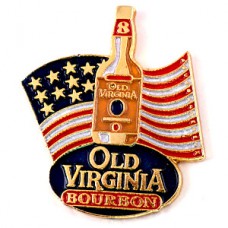 ピンバッジ・オールドバージニア酒バーボンウイスキー瓶アメリカ星条旗/USA国旗 OLD-VIRGINIA BOURBON WHISKEY WHISKY USA