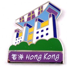 ピンバッジ・香港しろい高層ビル建物 HONG-KONG