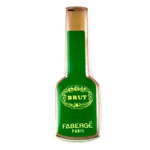 ピンバッジ・みどり色の香水パルファン壜 FABERGE BRUT-DE-FABERGE