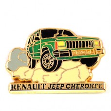 ピンバッジ・ルノー四輪駆動ジープ車チェロキー砂埃 RENAULT FRANCE JEEP USA