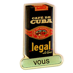 ピンバッジ・コーヒー珈琲キューバ一袋 CUBA CAFE LEGAL