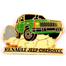 ピンバッジ・ルノー四輪駆動ジープ車チェロキー砂埃 RENAULT FRANCE JEEP USA