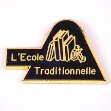 ピンバッジ・伝統的な学校ならんだ本もたれかかる生徒 ECOLE-TRADITIONNELLE FRANCE