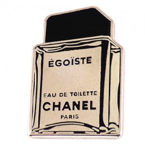 ピンバッジ・シャネル香水エゴイスト銀色シルバー壜オードトワレ型 CHANEL EGOISTE