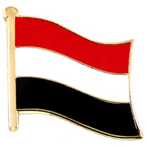 ピンバッジ・NEW!赤白黒イエメン国旗デラックス薄型キャッチ留め金付き YEMEN FLAG