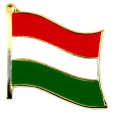 ピンバッジ・NEW!ハンガリー国旗デラックス薄型キャッチ留め金付き HUNGARY FLAG