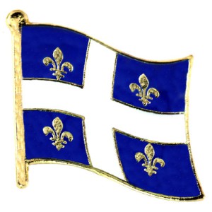 ピンバッジ・NEW!ケベック州デラックス薄型キャッチ留め金付き十字と百合の紋章 QUEBEC LYS FLAG