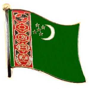 ピンバッジ・NEW!トルクメニスタン国旗デラックス薄型キャッチ留め金付き三日月と５つのスター星 TURKMENISTAN FLAG