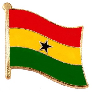 ピンバッジ・NEW!ガーナ国旗デラックス薄型キャッチ留め金付きスター星ラスタカラー GHANA FLAG REPUBLIQUE-DU-GHANA