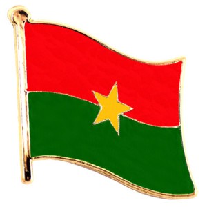 ピンバッジ・NEW!ブルキナファソ国旗デラックス薄型キャッチ留め金付きスター星 BURKINA-FASO FLAG