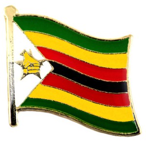 ピンバッジ・NEW!ジンバブエ国旗デラックス薄型キャッチ留め金付きチャプング彫刻の鳥 ZIMBABWE FLAG