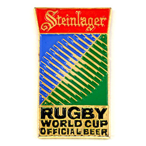 ピンバッジ・ラグビー世界大会ワールドカップ球スタインラガービール酒ニュージーランド産 WORLD-CUP STEINLAGER RWC