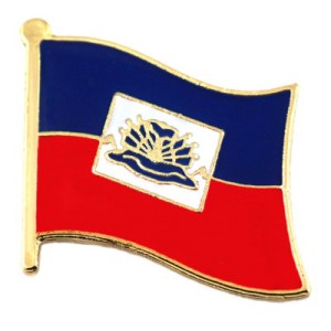 ピンバッジ・NEW!ハイチ国旗デラックス薄型キャッチ付き赤と青 HAITI FLAG