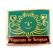 ピンバッジ・太陽の乾杯ワイン酒グラス２杯 VIGNERONS-DE-SERIGNAN