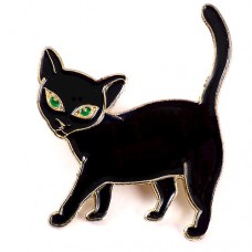 ブローチ・緑の目のクロネコ黒猫 BLACK-CAT