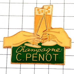 ピンバッジ・シャンパーニュ酒シャンパングラス乾杯 CHAMPAGNE-PENOT FRANCE