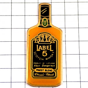 ピンバッジ・ラベル５酒スコッチウイスキー瓶 LABEL5 LABEL-5 WHISKY SCOTLAND