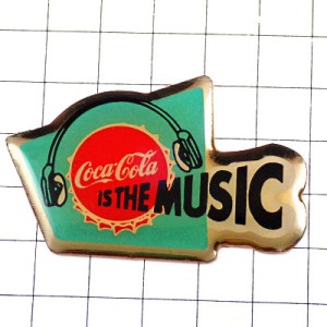 ピンバッジ・コカコーラは音楽ヘッドフォン赤い栓 COCA-COLA