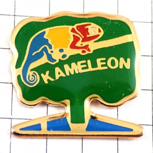 ピンバッジ・カメレオン緑色の木 CAMELEON KAMELEON