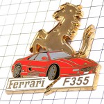 ピンバッジ・フェラーリF355赤い車ゴールド金色の馬