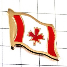 ピンバッジ・カナダ赤い楓カエデの国旗はためく CANADA FLAG