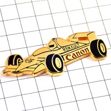 ピンバッジ・ルノーF1ゴールド車キャノン金色レース仕様 RENAULT-ELF CANON  RENAULT FRANCE