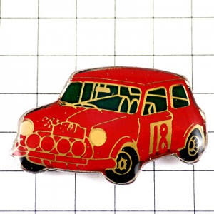 ピンバッジ・赤いオースティンミニ車18番カーレース仕様 AUSTIN MINI COOPER AUSTIN-MINI-COOPER MORRIS-MINI-COOPER ENGLAND