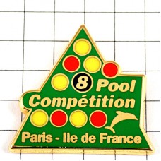 ピンバッジ・ビリヤード撞球場ドルフィン８番イルカ三角 BILLIARD SNOOKER BILLARD PARIS COMPETITION 8-POOL FRANCE