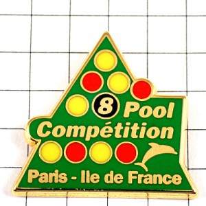 ピンバッジ・ビリヤード撞球場ドルフィン８番イルカ三角 BILLIARD SNOOKER BILLARD PARIS COMPETITION 8-POOL FRANCE