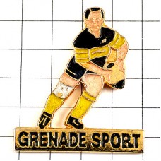 ピンバッジ・ラグビー選手ボールパス球 GRENADE RUGBY