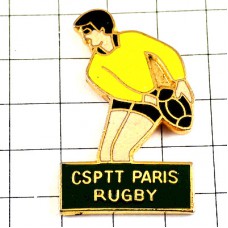 ピンバッジ・ラグビー選手ラガーシャツ黄色パリのチーム黒い球 PARIS RUGBY FRANCE