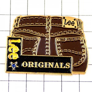 ピンバッジ・洋服リーLEEジーンズ後ろポケット茶色  LEE DENIM JEANS ORIGINALS USA