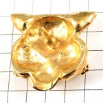 ピンバッジ・金色のネコ猫ラインストーン赤い目