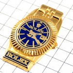 ピンバッジ・ロレックス金色の腕時計ゴールド青い文字盤 ROLEX SWISS