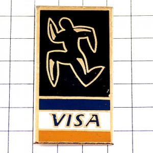 ピンバッジ・ビザ走る人クレジットカードVISA