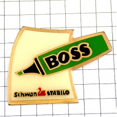 ピンバッジ・グリーン蛍光ペン緑色スタビロスワン文房具 STABILO-BOSS