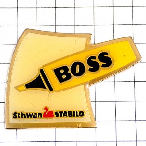 ピンバッジ・蛍光ペン黄色スタビロスワン文房具 STABILO-BOSS