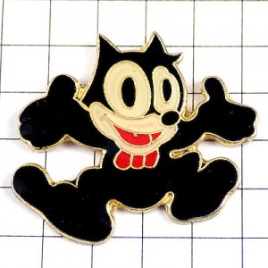 ピンバッジ・フェリックスザキャット黒猫キャラクター蝶ネクタイ赤 FELIX-THE-CAT