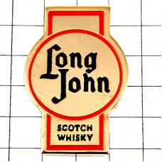 ピンバッジ・スコッチウイスキー酒ロングジョンのラベル文字 WHISKY LONG-JOHN SCOTLAND