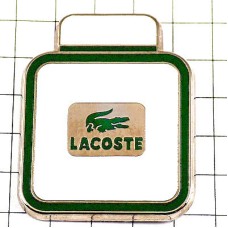 ピンバッジ・ラコステ香水壜ワニ鰐テーマカラー白と緑 LACOSTE