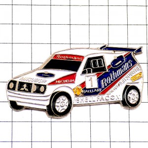 ピンバッジ・三菱パリダカールラリー車レース仕様ロスマンズ煙草 FACOM MICHELIN FRANCE MITSUBISHI JAPAN ROTHMANS SHELL ENGLAND