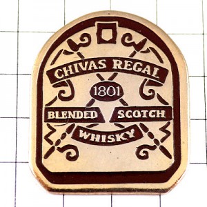 ピンバッジ・シーバスリーガル酒ウイスキーラベル型 CHIVAS-REGAL SCOTCH WHISKY SCOTLAND