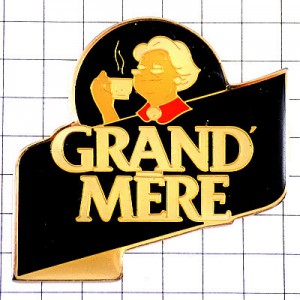 ピンバッジ・香り立つおばあちゃん印のコーヒー珈琲 CAFE-GRAND-MERE