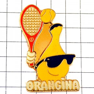 ピンバッジ・テニスするオランジーナ瓶サングラス眼鏡 ORANGINA