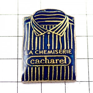 ピンバッジ・キャシャレルのシャツ青 CACHAREL